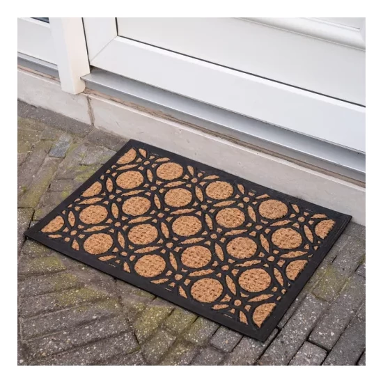 Geometriai mintás kókuszrost és gumi lábtörlő