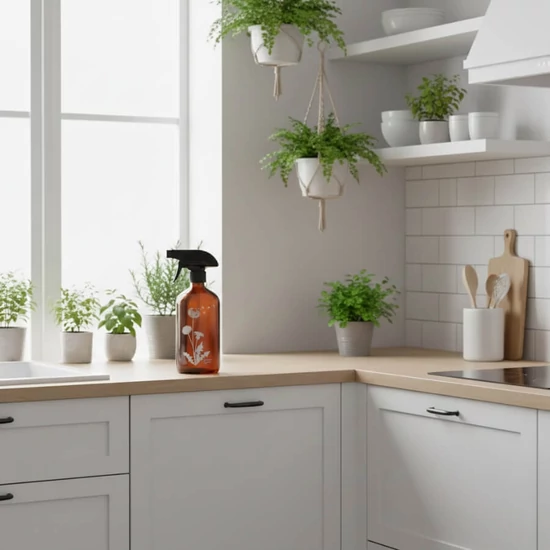 Barna szórófejes üveg pitypang mintával 500ml