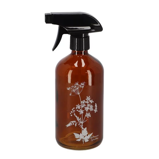 Barna szórófejes üveg réti virág mintával 500ml