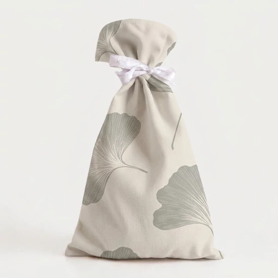 Frissentartó kenyeres zsák PUL béléssel 0,5 kg kenyérhez - bézs ginkgo biloba