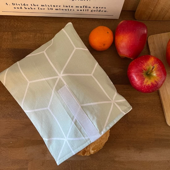 Mosható uzsonnás tasak PUL béléssel - menta geometriai mintás