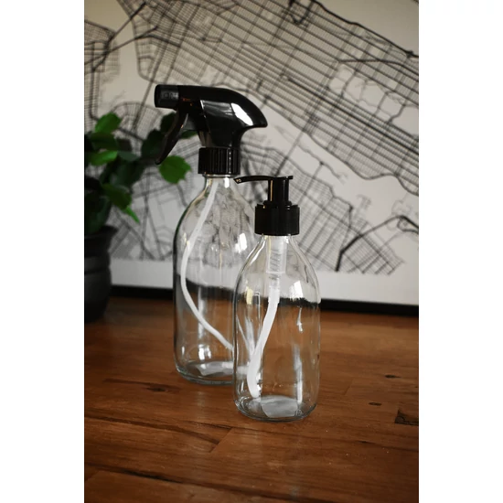 Átlátszó üveg - pumpás adagolóval két méretben - 250 ml