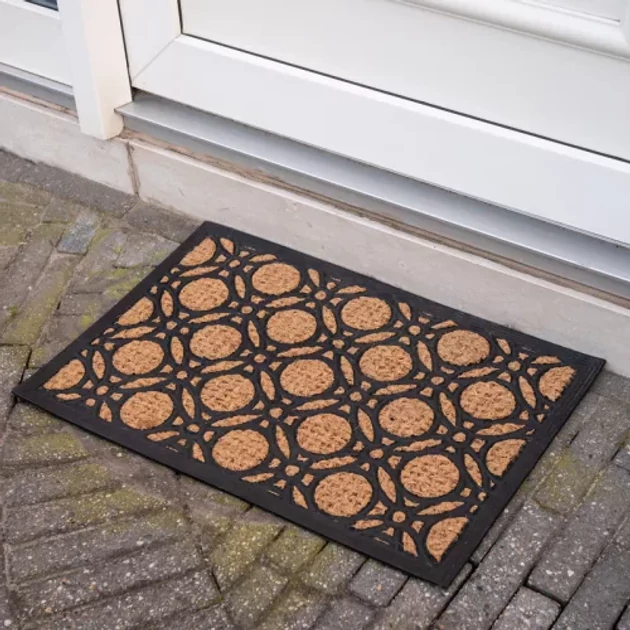 Geometriai mintás kókuszrost és gumi lábtörlő