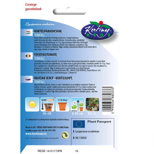 Rédei vetőmag balkonra - Koktélparadicsom
