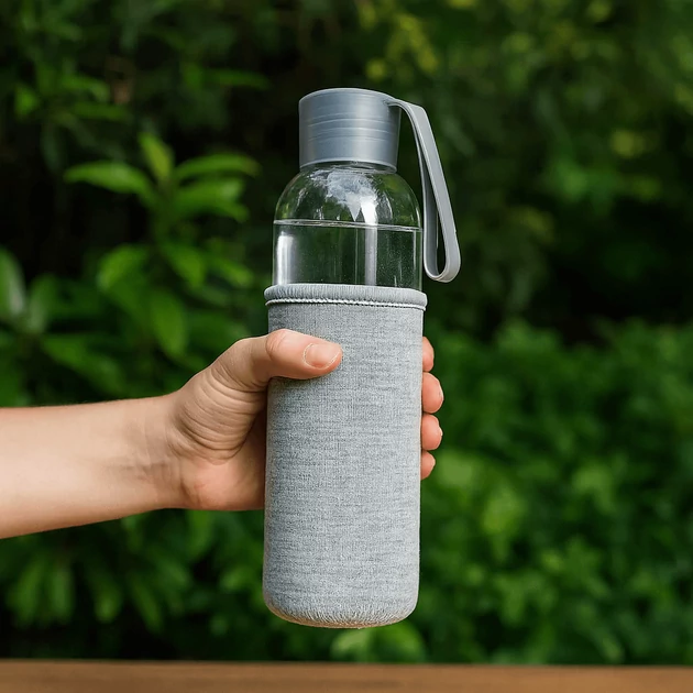 DROPPSIKT üveg kulacs, neoprén tokkal - 500 ml