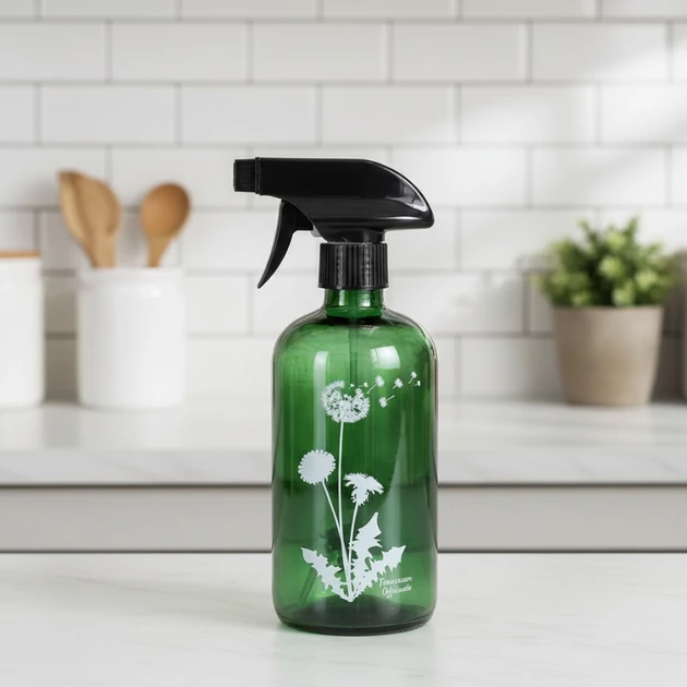 Pitypang mintás, zöld szórófejes üveg 500 ml